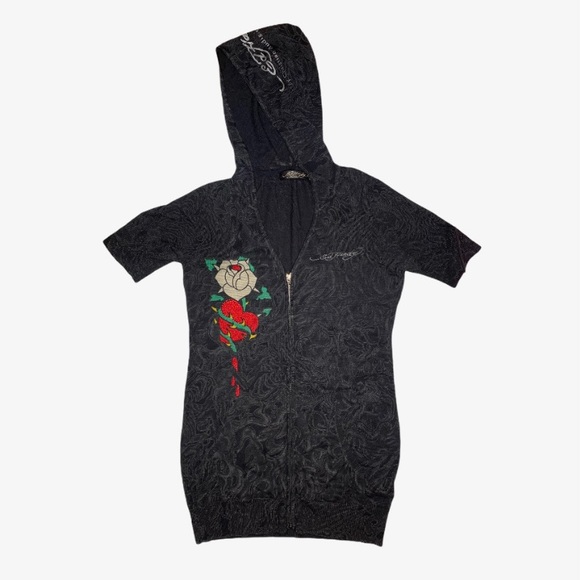 Black Knit Ed Hardy Sweater Dress - Picture 1 of 3
